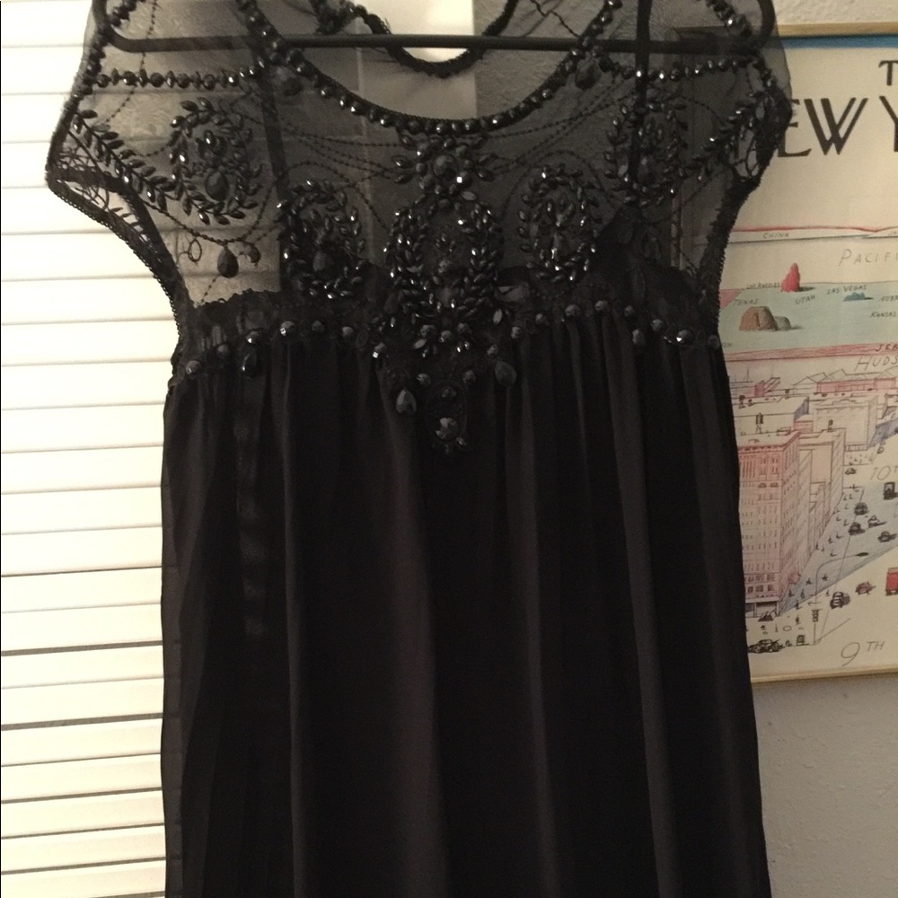 Chicwish Beaded black sheer mini dress